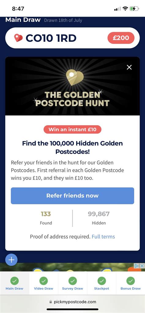 pickmypostcode|pick my postcode main draw.